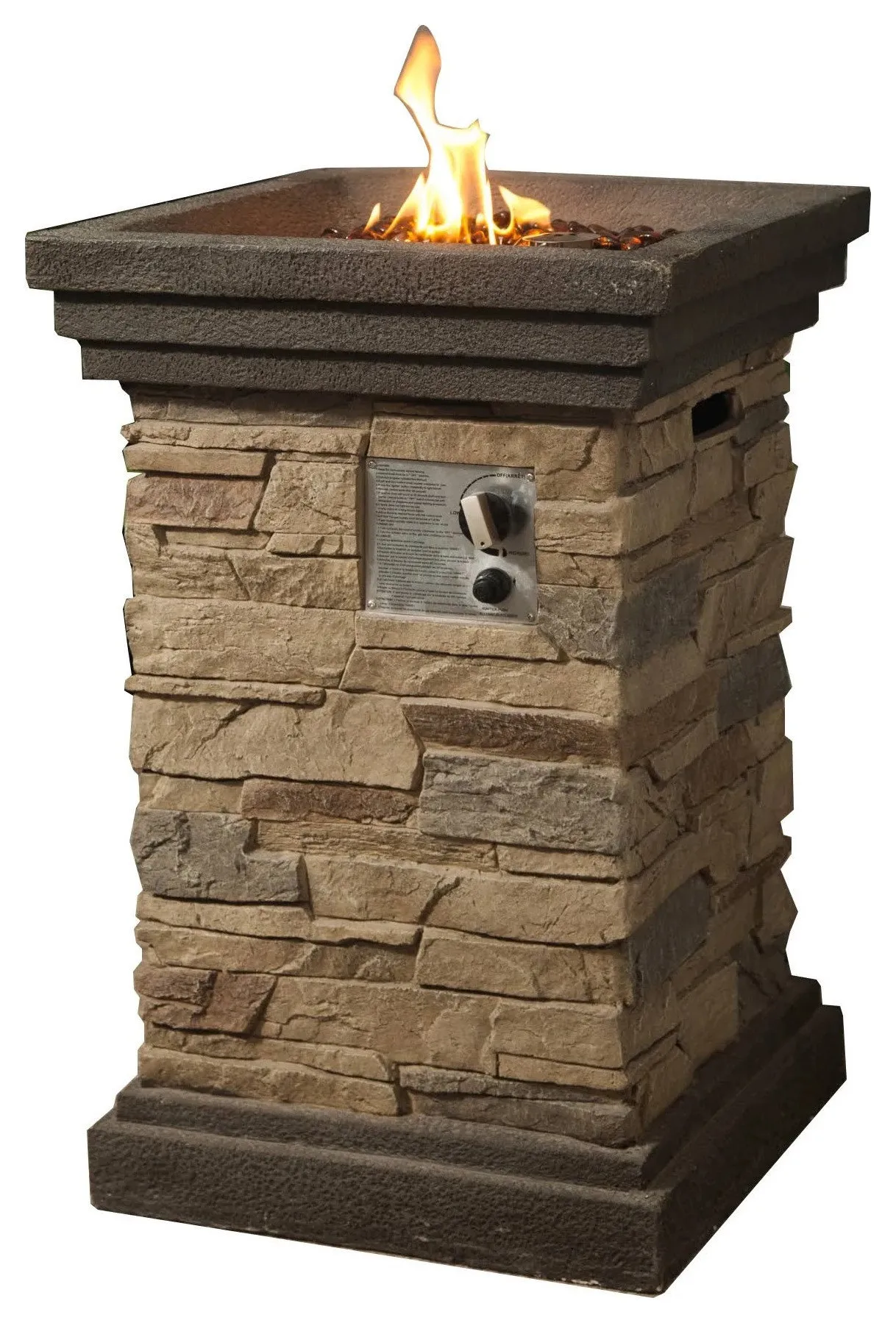 29.25" Classic Stone Column Style Gas Fire Pit