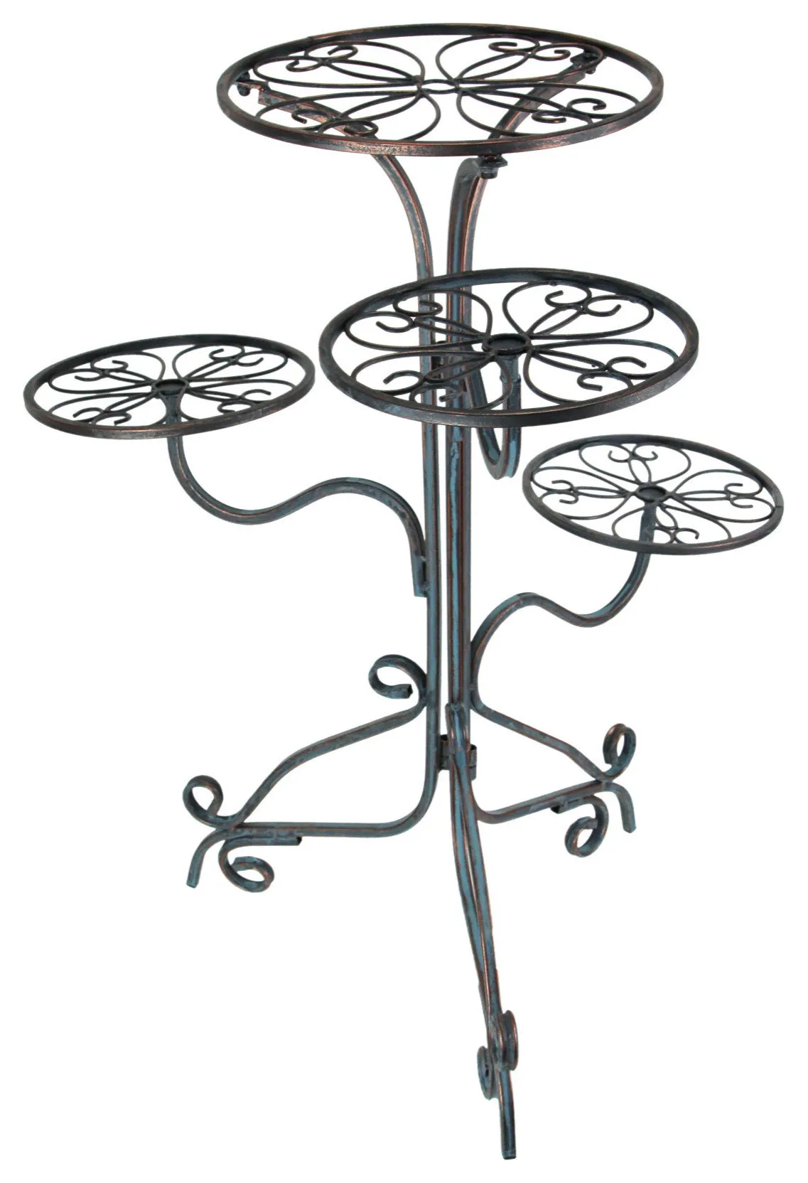 4 Tier Blue Copper Plant Stand Indoor Outdoor Decorative Pot Holder Shelves