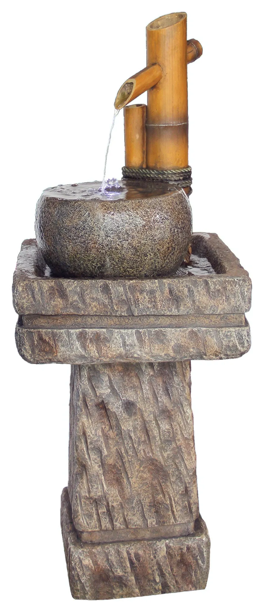 Bamboo Wellspring Pedestal Garden Fountain