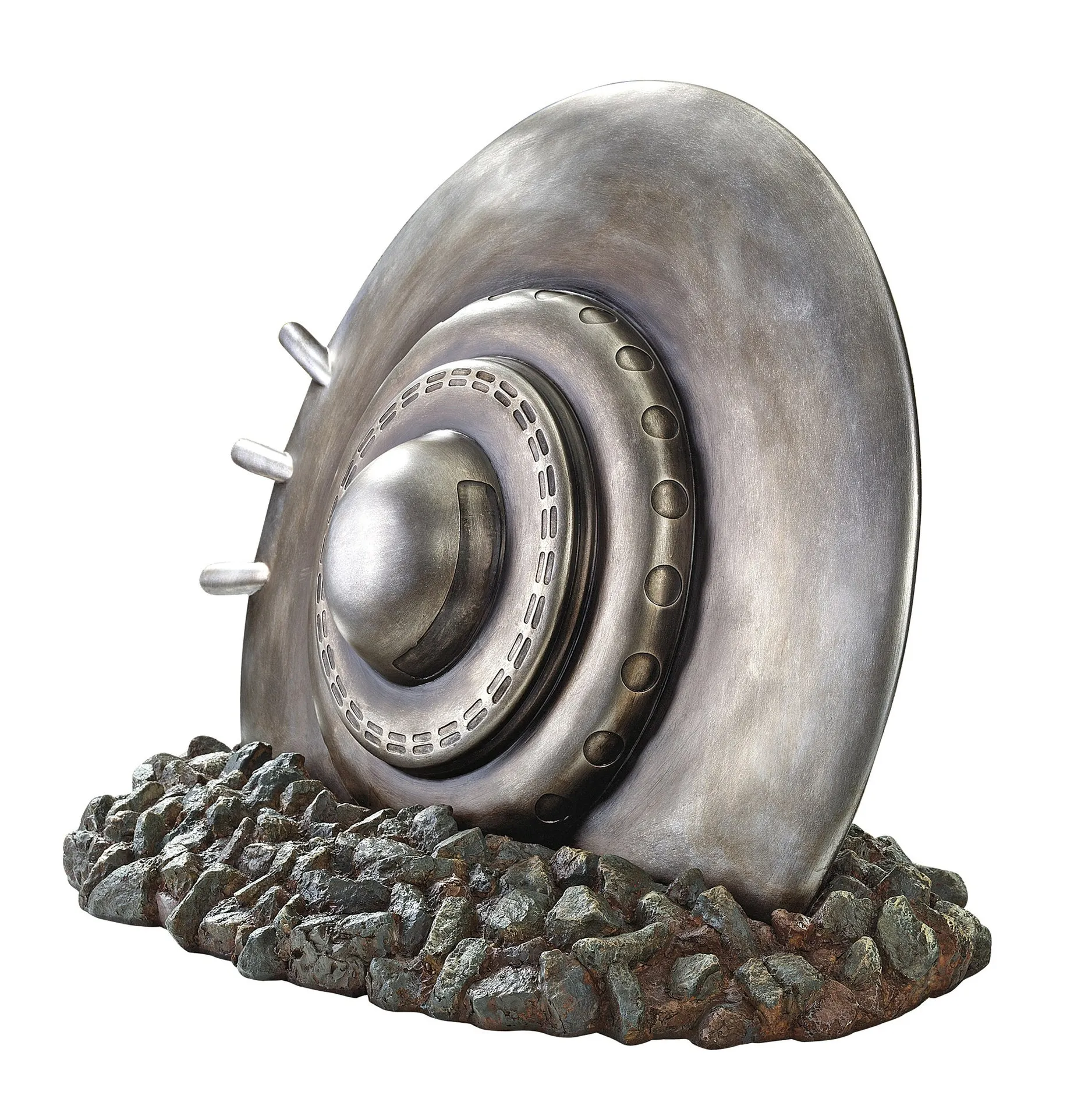 Crash Landing Flying Saucer Alien Spacecraft Statue