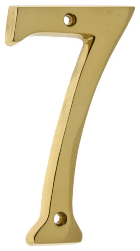 Genuine Solid Brass 6" House Number: #7, Polished Brass