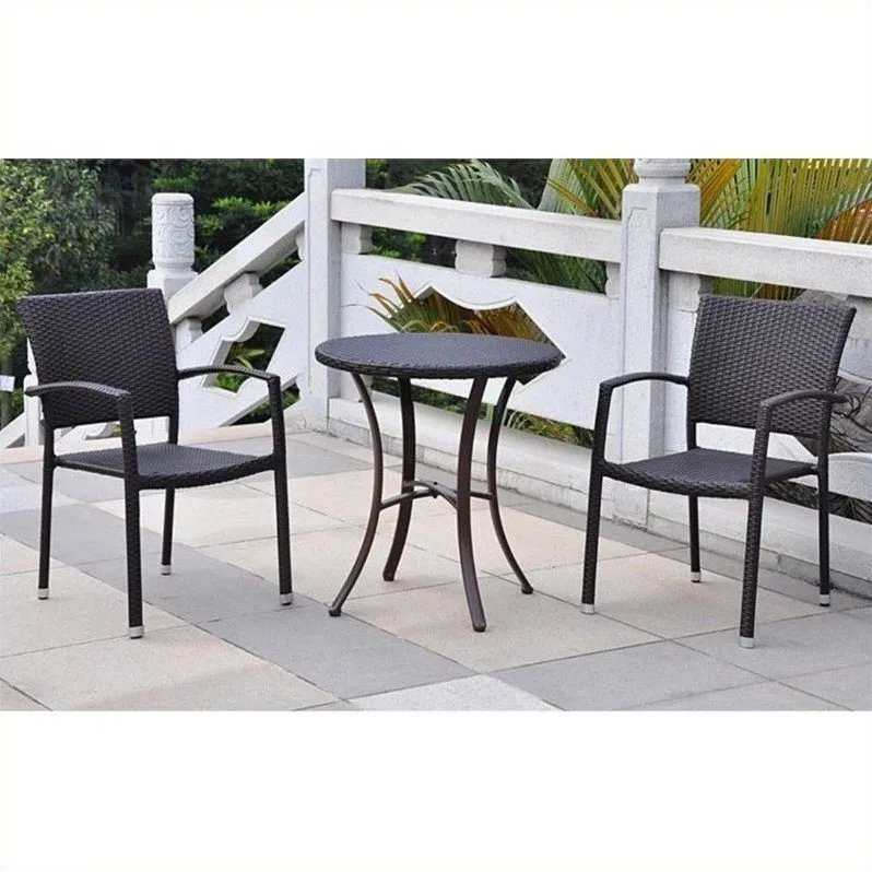 International Caravan Barcelona 3 Piece Patio Bistro Set in Black
