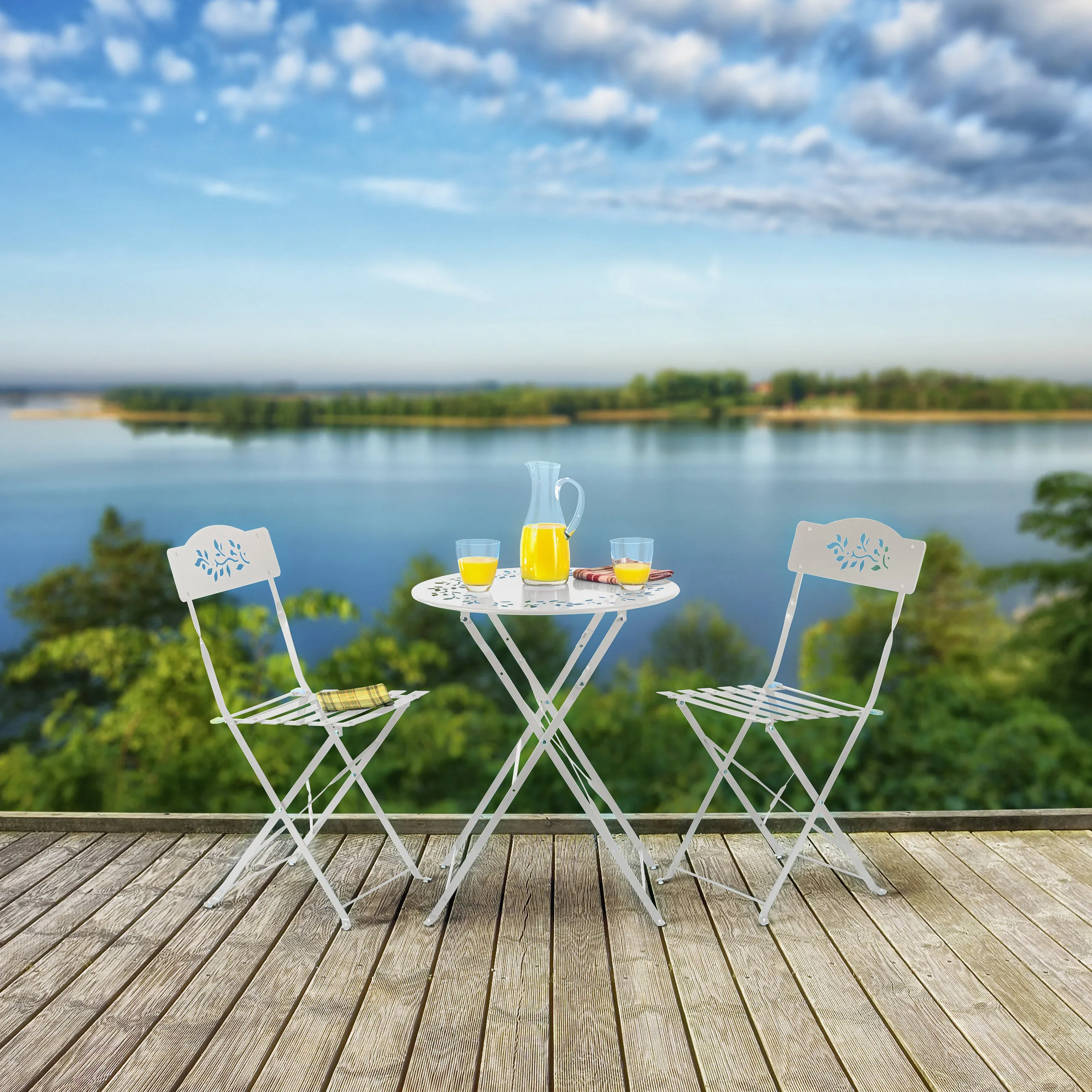 Metal 3-Piece Bistro Set, White