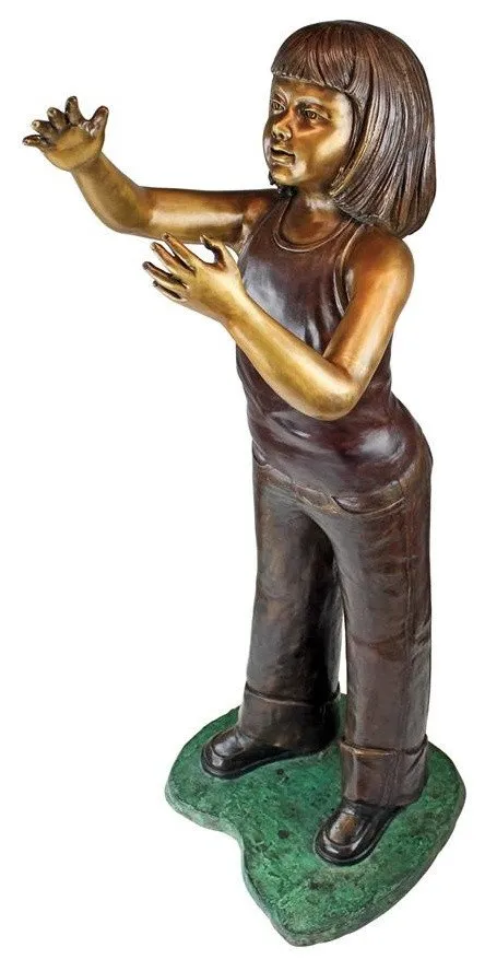 Preening Equestrian Girl Bronze Statue
