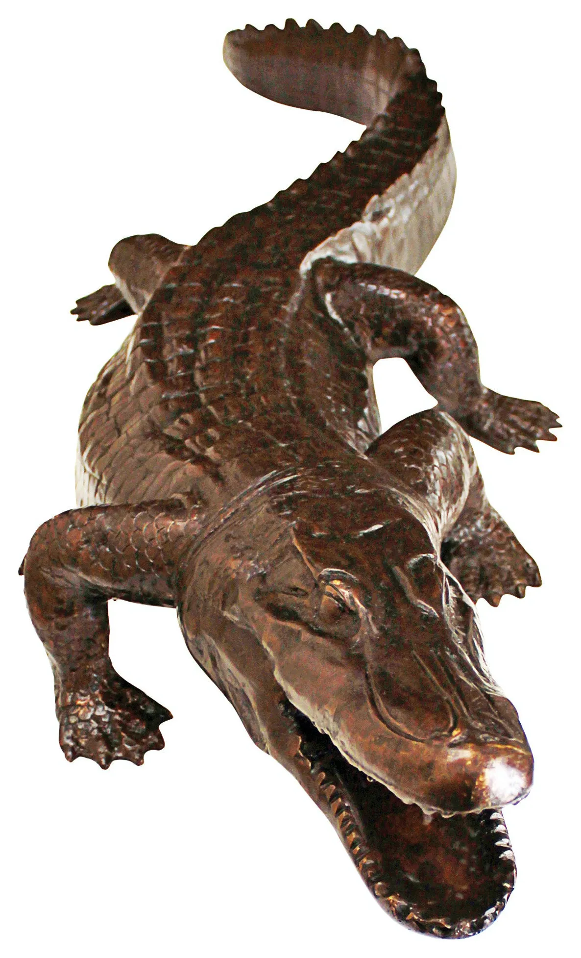 Prowling Alligator Cast Bronze Garden Statue