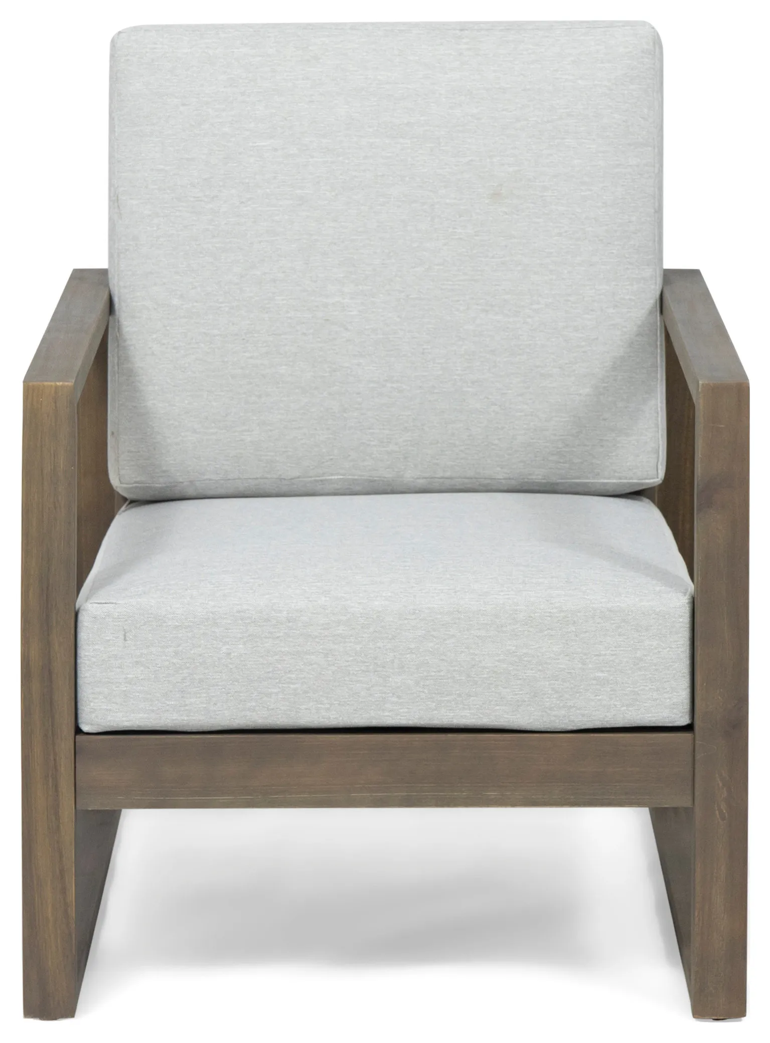 Silla Outdoor Acacia Wood Club Chair with Cushion, Gray/Light Gray