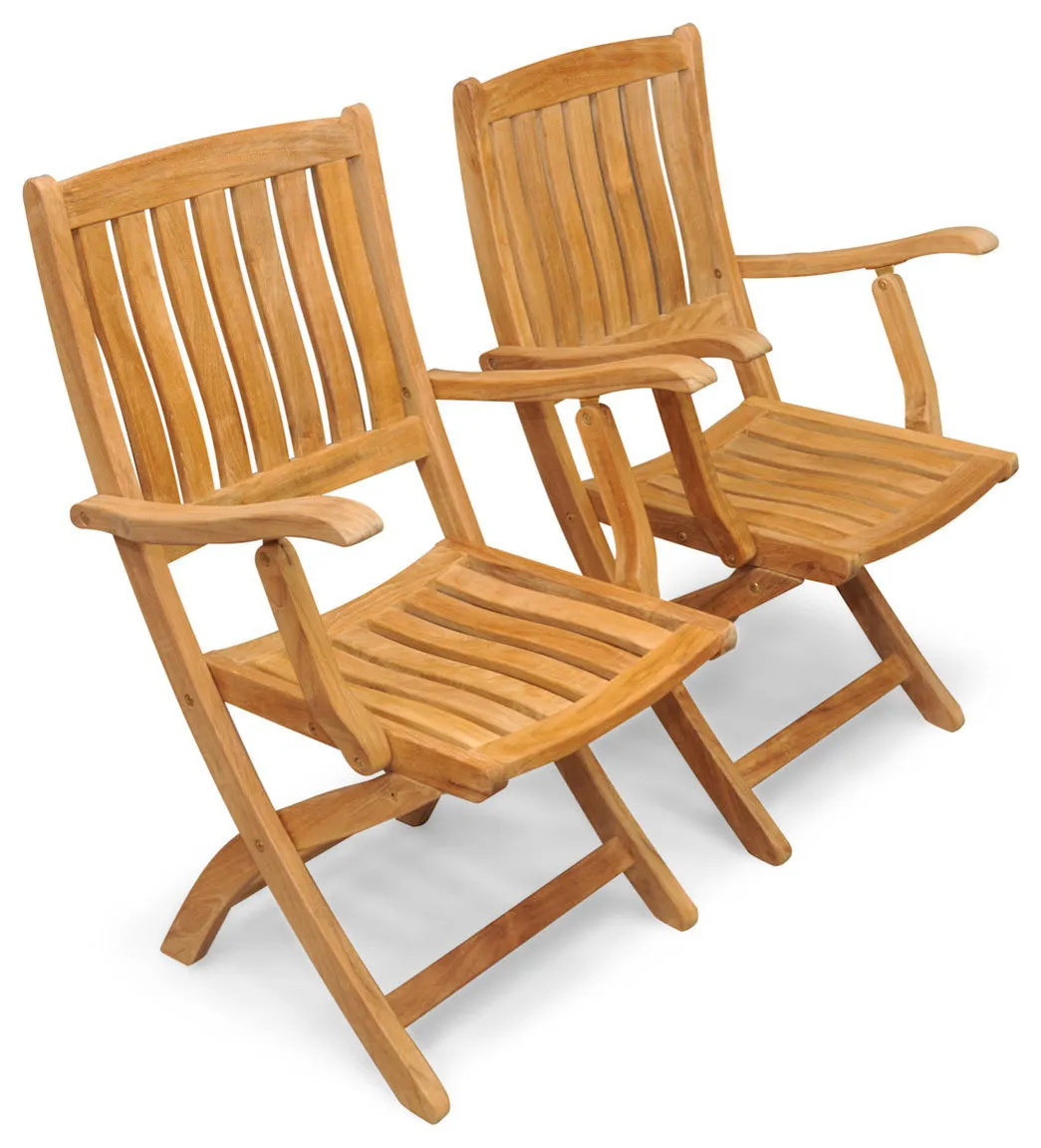 Teak Folding Providence Chair Pair, Set of 2