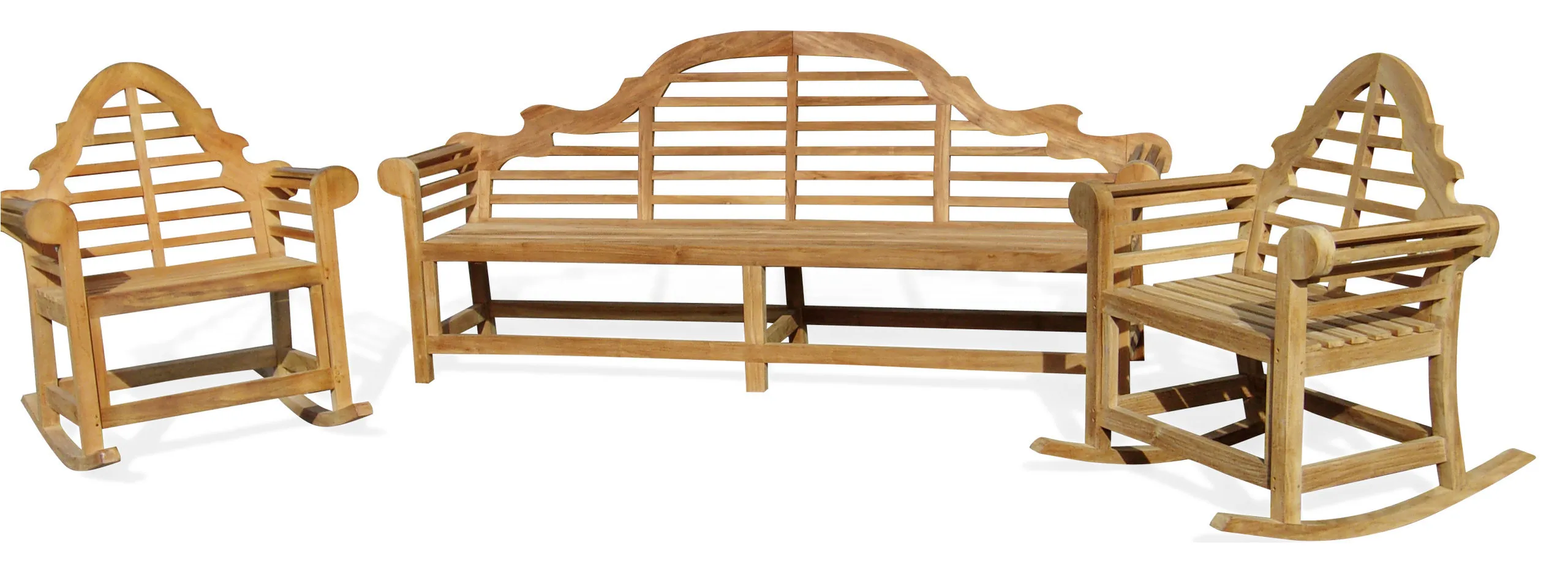 The Iconic 8' Lutyens Bench With 2 Lutyens Rockers, Premium Grade A Teak